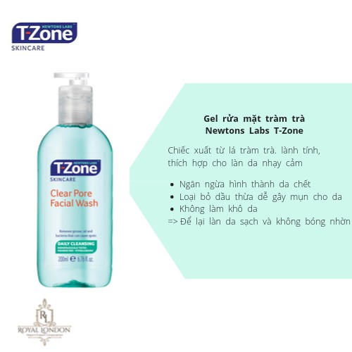 Gel Rửa Mặt Làm Sạch Sâu Tinh Chất Tràm Trà T-Zone Clear Pore Facial Wash 200ml