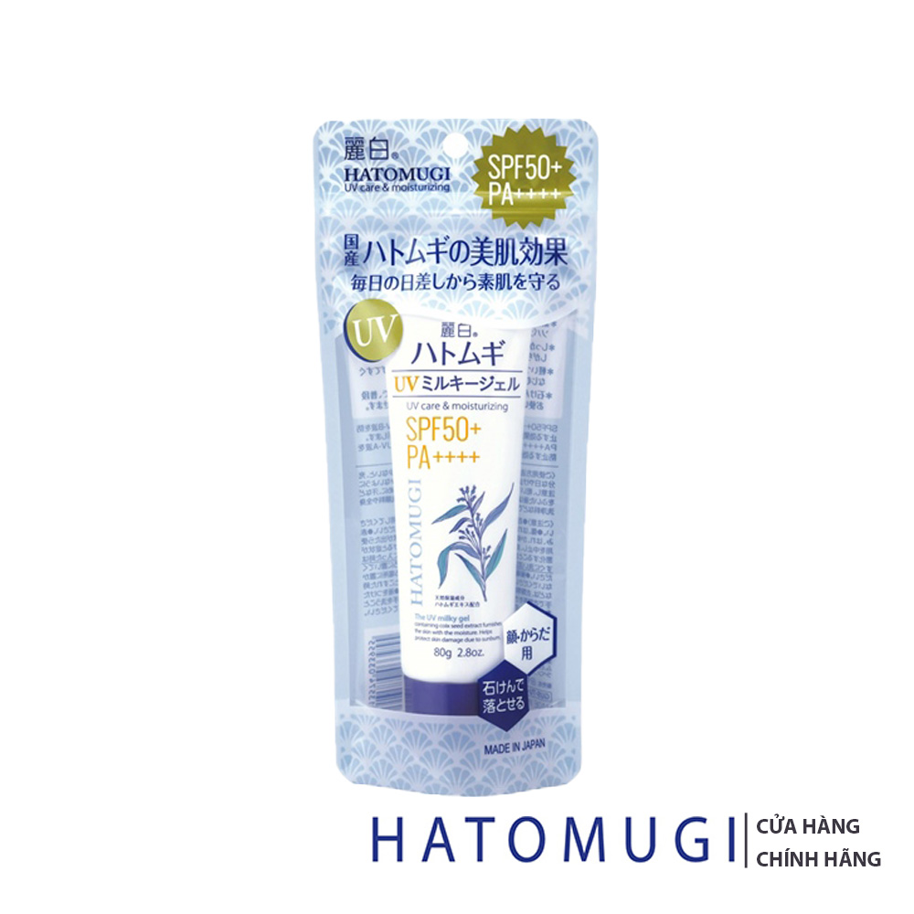 Kem chống nắng dưỡng da, chiết xuất ý dĩ Hatomugi UV Milky Gel SPF50++++ 80g