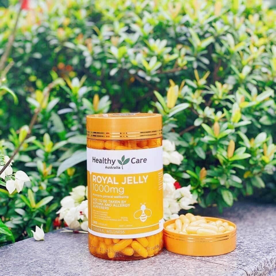 Healthy Care Royal Jelly 1000 365 Capsules - Sữa ong chúa cao cấp cải thiện trí nhớ, bảo vệ sức khỏe tim mạch