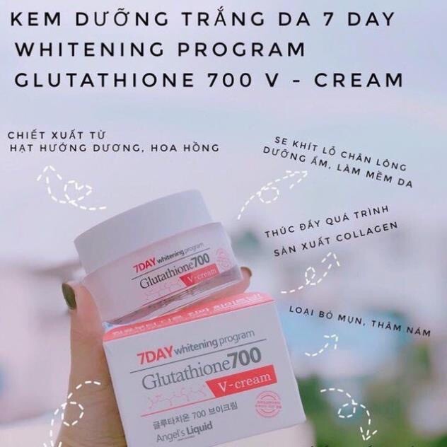 Kem Dưỡng Trắng Da 7Day Whitening Program Glutathione 700 V-Cream