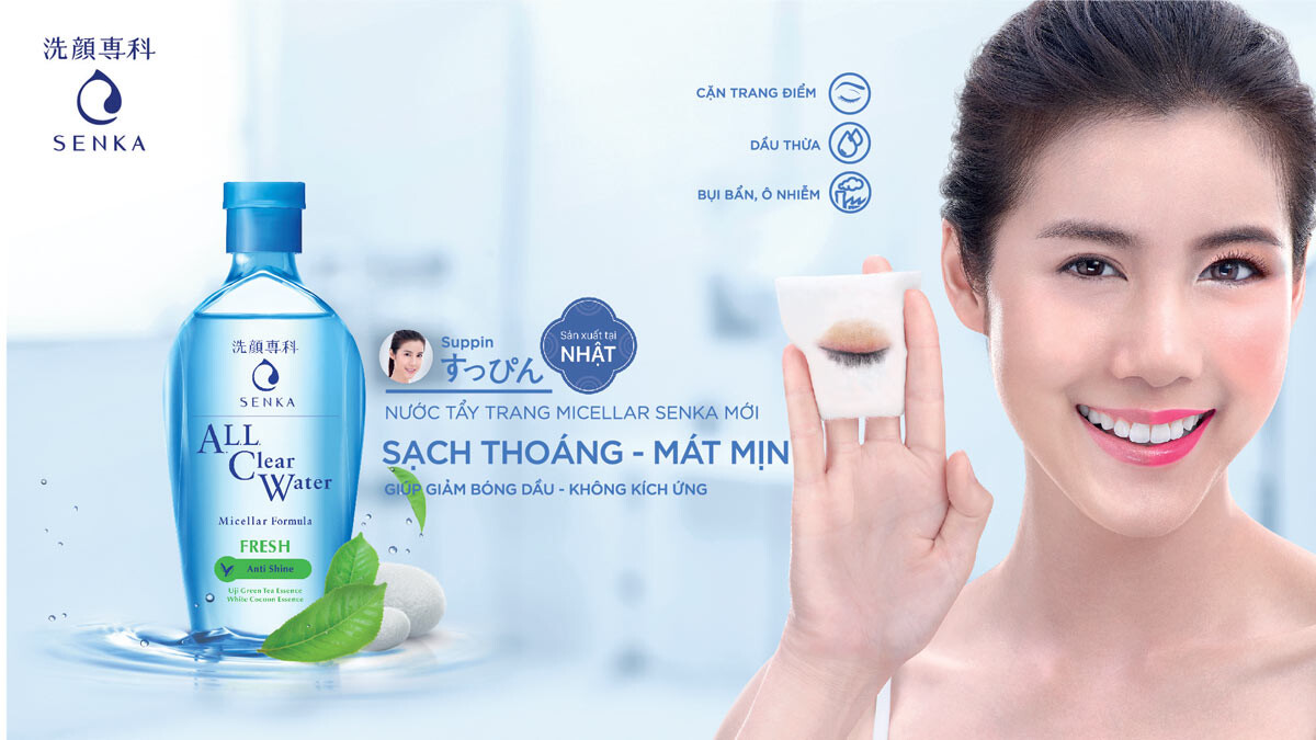 Nước Tẩy Trang Senka Ngừa Mụn, Kiểm Soát Nhờn 230ml All Clear Water Micellar Formula Fresh Anti Shine