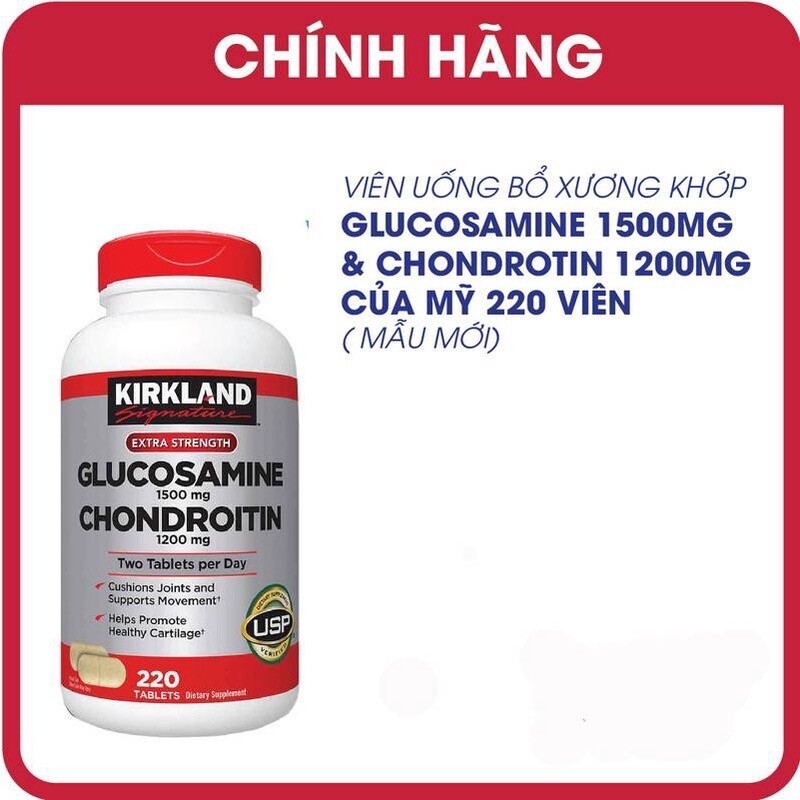 Viên Uống Bổ Khớp Kirkland Signature Glucosamine 1500mg Chondroitin1200mg - 220v